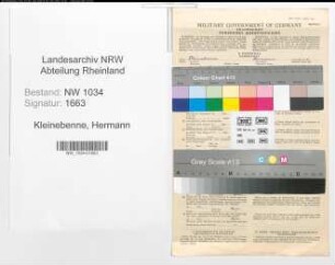 Entnazifizierung Hermann Kleinebenne , geb. 06.02.1909 (Hauptmann)