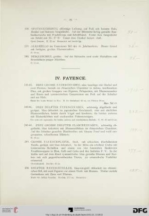IV. Fayence (Nr. 241-298)
