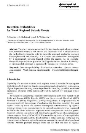 Detection probabilities for weak regional seismic events