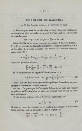 UNE PROPRIÉTÉ DES QUADRIQUES.