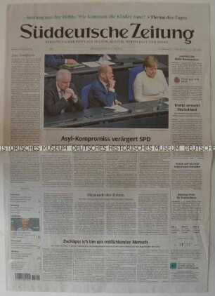 Tageszeitung "Süddeutsche Zeitung" mit Titel zur Regierungskrise in Deutschland