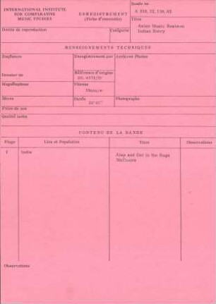 India / Asian Music Rostrum / Indian Entry