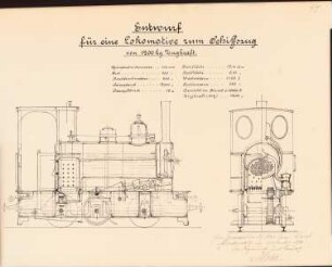 Oder-Spree-Kanal Versuchsstrecke zum Treideln von Schiffen: Lokomotive zum Schiffszug: Schnitte