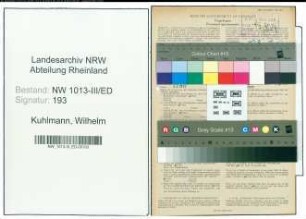 Entnazifizierung Wilhelm Kuhlmann , geb. 14.12.1901 (Lehrer)