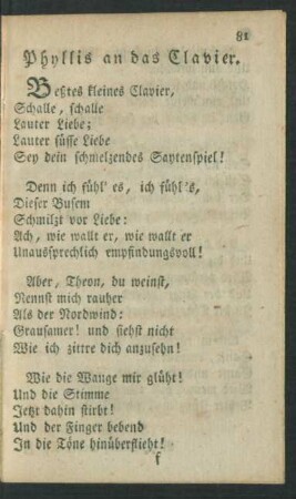 Phyllis an das Clavier.