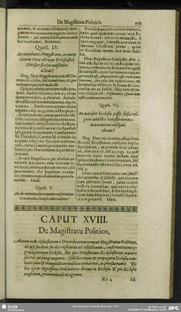 Caput XVIII. De Magistratu Politico
