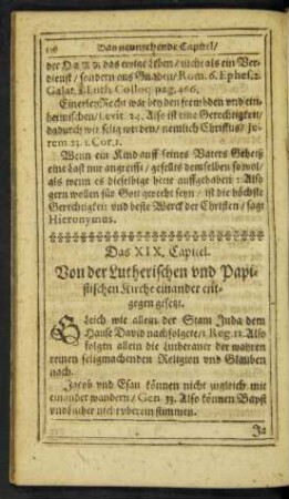 Das XIX. Capitel. Von der Lutherischen und Papistischen Kirche einander entgegen gesetzt.
