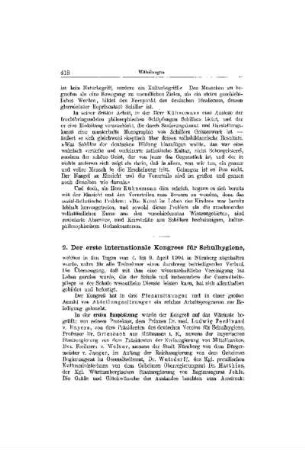 Der erste internationale Kongress für Schulhygiene