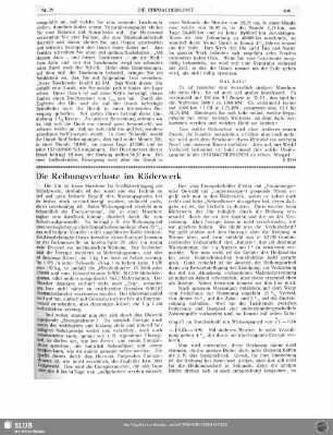 Die Reibungsverluste im Räderwerk