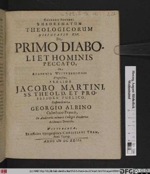 De Primo Diaboli Et Hominis Peccato