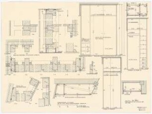Arzthaus Prof. Bernhardt, Berlin-Charlottenburg: Einbauschränke - Grundriss, Ansicht 1:10, Detailschnitte, Grundriss 1:1