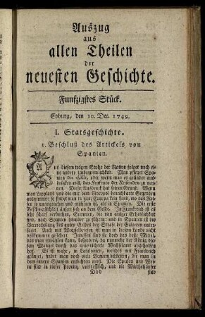 Funfzigstes Stück. Coburg, den 10. Dec. 1749.
