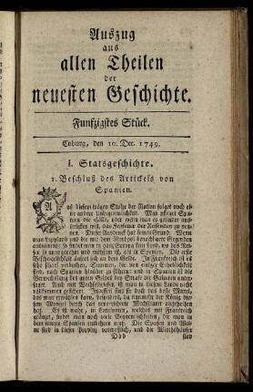 Funfzigstes Stück. Coburg, den 10. Dec. 1749.