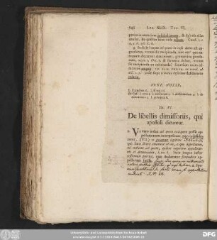 Tit. VI. De libellis dimissoriis, qui apostoli dicuntur.