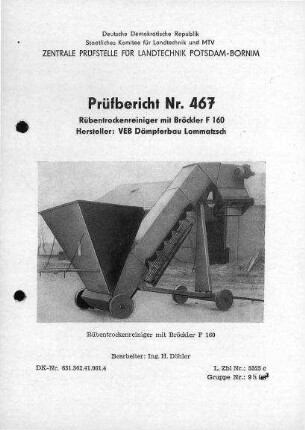 Rübentrockenreiniger mit Bröckler F 160
