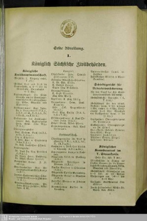 I. Königlich Sächsische Zivilbehörden