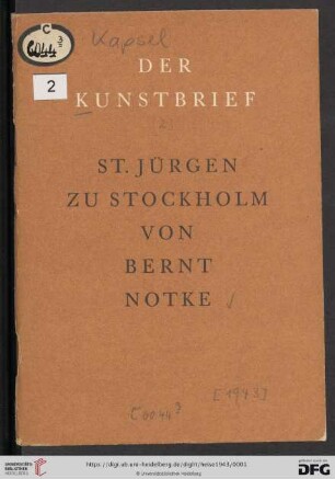 [Band 2]: Der Kunstbrief: Bernt Notke - St. Jürgen zu Stockholm : Holzbildwerk von 1489