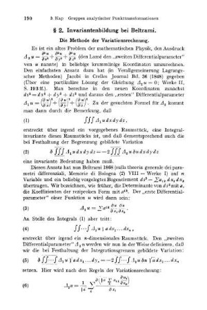 § 2. Invariantenbildung bei Beltrami.