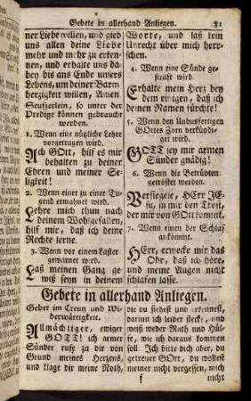 81-88, Gebete in allerhand Anliegen.