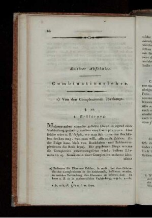 Zweiter Abschnitt. Combinationslehre. 1) Von den Complexionen überhaupt.