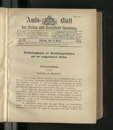 No. 70, 9. April 1915