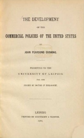 The development of the commercial policies of the United States