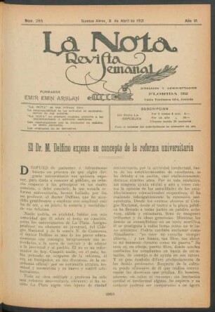 El Dr. M. Delfino expone su concepto de la reforma universitaria