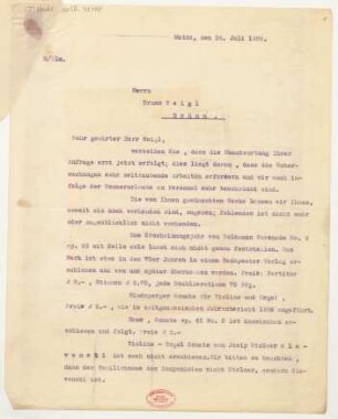 Brief an Bruno Weigl : 24.07.1926