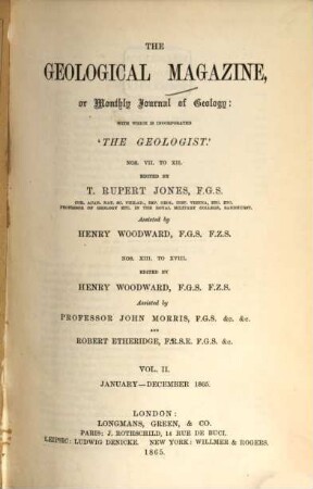 The geological magazine or monthly journal of geology. 2, 2 = No. 7 - 18. 1865