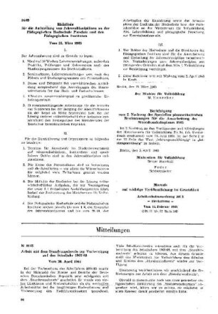 Hinweis auf wichtige Veröffentlichung im Gesetzblatt - Arbeitsschutzanordnung 101/1 - Tierhaltung - : vom 11. Februar 1965 ; [Verfügungen]