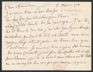 Brief an B. Schott's Söhne : 05.02.1914