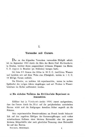 I. Versuche mit Curare.