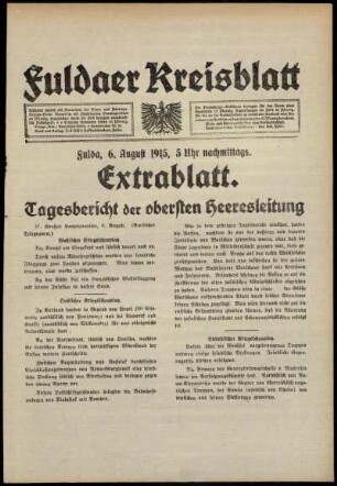 Ausgabe vom Freitag, den 06. August 1915.