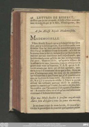 A son Altesse Royale Mademoiselle.