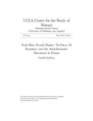 Arab skin, french masks : "ni putes, ni soumises" and the assimilationist discourses in France