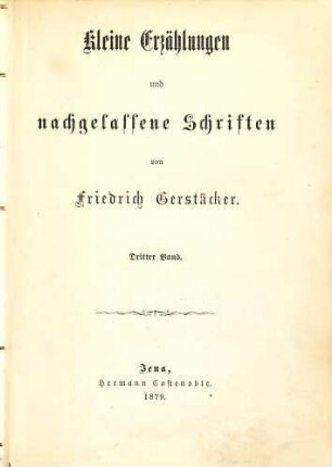 Kleine Erzählungen und nachgelassene Schriften, 3