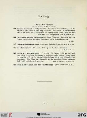 Nachtrag (Nr. 843-848)