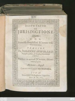 Disputatio De Iurisdictione
