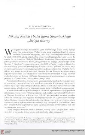 Nikołaj Rerich i balet Igora Strawińskiego "Święto wiosny"