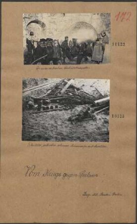 Erbeuteter serbischer schwerer Minenwerfer mit Munition