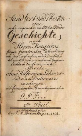 Sandfort und Merton : eine sehr angenehm unterhaltende Geschichte, 2