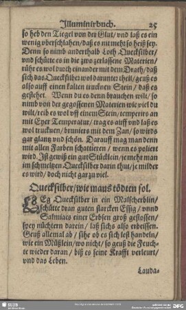 Quecksilber, wie mans tödten sol
