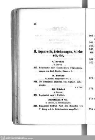 II. Aquarelle, Zeichnungen, Stiche etc. etc.
