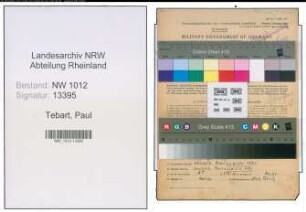 Entnazifizierung Paul Tebart , geb. 26.03.1912 (Baeckermeister)