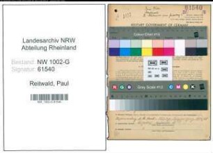 Entnazifizierung Paul Reitwald, geb. 25.08.1897 (Schreiner)