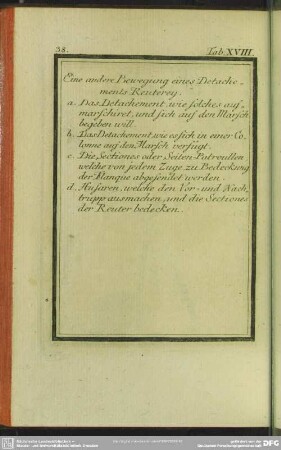 Tab. XVIII. Eine andere Bewegung eines Detachements Reuterey