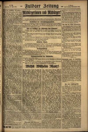 Zweite Ausgabe vom Sonntag, den 19. April 1925.