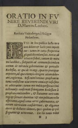 Oratio in funere Reverendi Uiri D. Martini Lutheri.