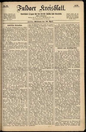 Ausgabe vom Mittwoch, den 30. April 1879.