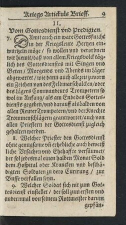 II. Vom Gottesdienst und Predigten